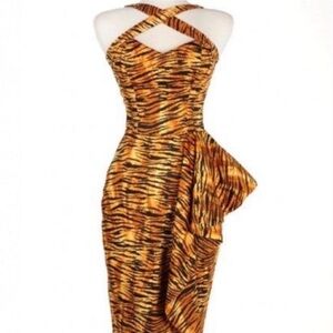 Rare Deadly Dames Voodoo Vixen Tiger Print Dress
